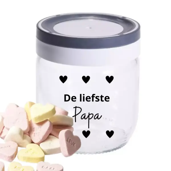 Glazen pot met snoep - papa